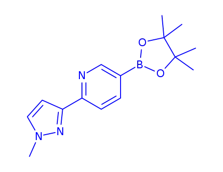Molecular Structure of 1319258-04-2 (2-(1-Methyl-1H-pyrazol-3-yl)-pyridine-5-boronic acid pinacol ester)