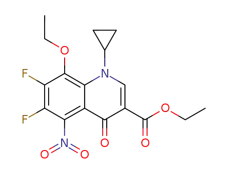 Molecular Structure of 172602-84-5 (ethyl 1-cyclopropyl-6,7-difluoro-1,4-dihydro-8-ethoxy-5-nitro-4-oxo-3-quinolinecarboxylate)