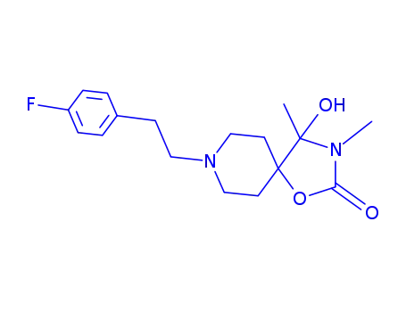 Molecular Structure of 134070-06-7 (8-[2-(4-fluorophenyl)ethyl]-4-hydroxy-3,4-dimethyl-1-oxa-3,8-diazaspiro[4.5]decan-2-one)