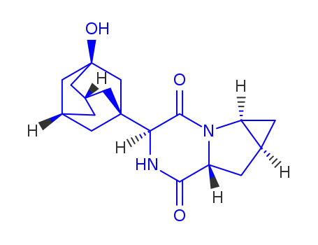 Molecular Structure of 1350800-77-9 (1H-Cyclopropa[4,5]pyrrolo[1,2-a]pyrazine-3,6-dione, hexahydro-4-(3-hydroxytricyclo[3.3.1.13,7]dec-1-yl)-, (1aS,4S,6aR,7aS)-)