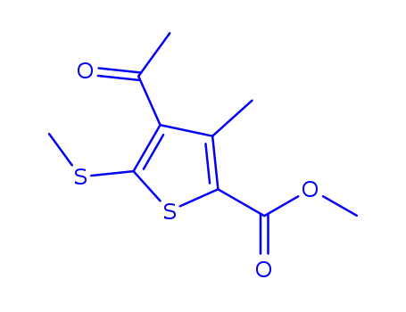 Molecular Structure of 175201-84-0 (METHYL 4-ACETYL-3-METHYL-5-(METHYLTHIO)THIOPHENE-2-CARBOXYLATE)