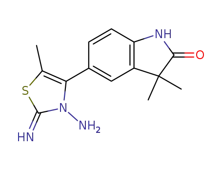 1,3-dihydro-5-(3-amino-2,3-dihydro-5-methyl-2-imino-1,3-thiazol-4-yl)-3,3-dimethyl-2H-indol-2-one