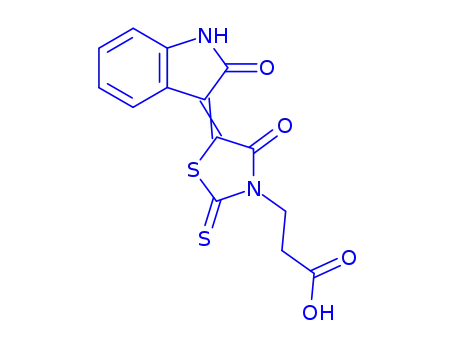 Molecular Structure of 1355339-21-7 (3-[(5Z)-4-OXO-5-(2-OXO-1,2-DIHYDRO-3H-INDOL-3-YLIDENE)-2-THIOXO-1,3-THIAZOLIDIN-3-YL]PROPANOIC ACID)