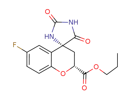 Molecular Structure of 156039-36-0 ((2R,4R)-6-fluoro-2,3-dihydro-2',5'-dioxospiro<4H-1-benzopyran-4,4'-imidazolidine>-2-carboxylic acid n-propyl ester)