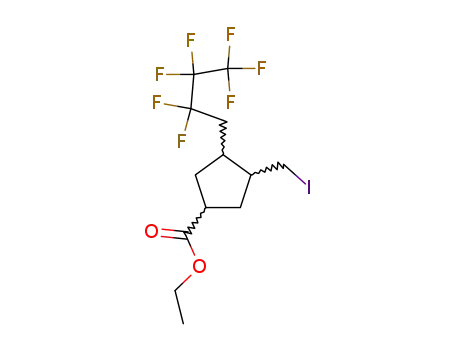 1ref-Aethoxycarbonyl-3trans-(2,2,3,3,4,4,4-heptafluor-butyl)-4trans-jodmethyl-cyclopentan