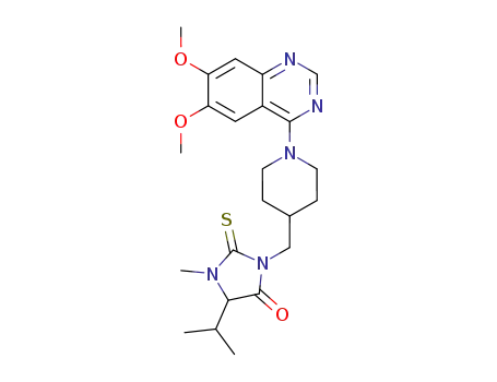 Molecular Structure of 105739-78-4 (4-Imidazolidinone,
3-[[1-(6,7-dimethoxy-4-quinazolinyl)-4-piperidinyl]methyl]-1-methyl-5-(1-
methylethyl)-2-thioxo-)