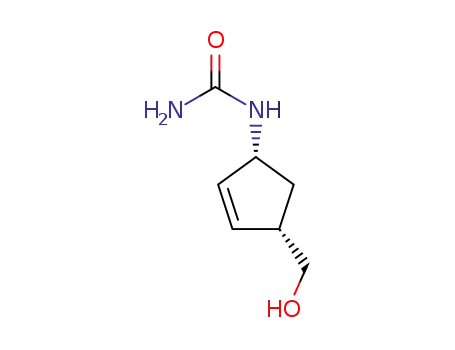 Molecular Structure of 132243-27-7 (cis-4-hydroxymethyl-1-ureidocyclopent-2-ene)
