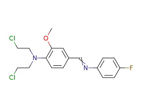 Molecular Structure of 1841-72-1 (N,N-bis(2-chloroethyl)-4-[(4-fluorophenyl)iminomethyl]-2-methoxy-anili ne)