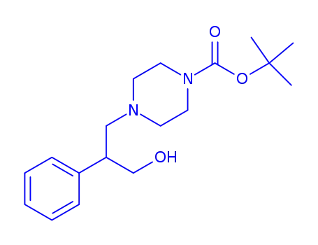 Molecular Structure of 189298-13-3 (4-(3-Hydroxy-2-phenyl-propyl)-piperazine-1-carboxylic acid tert-butyl ester)