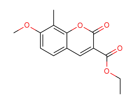 Molecular Structure of 855287-26-2 (7-methoxy-8-methyl-2-oxo-2<i>H</i>-chromene-3-carboxylic acid ethyl ester)