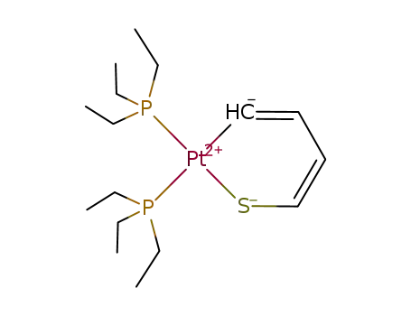 Molecular Structure of 161843-77-2 (Pt(P(C<sub>2</sub>H<sub>5</sub>)3)2(SC<sub>4</sub>H<sub>4</sub>))