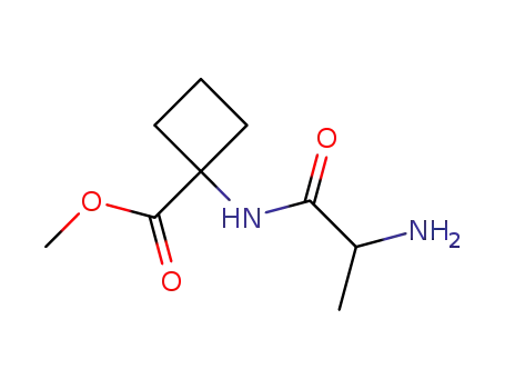 Molecular Structure of 744159-31-7 (Cyclobutanecarboxylic acid, 1-[(2-amino-1-oxopropyl)amino]-, methyl ester, (R)- (9CI))