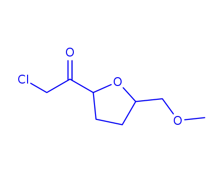 Molecular Structure of 141072-48-2 (Ethanone, 2-chloro-1-[tetrahydro-5-(methoxymethyl)-2-furanyl]-, (2R-cis)- (9CI))