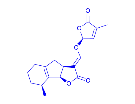 Molecular Structure of 141262-39-7 ((3E,3aR,8S,8bS)-8-methyl-3-({[(2R)-4-methyl-5-oxo-2,5-dihydrofuran-2-yl]oxy}methylidene)-3,3a,4,5,6,7,8,8b-octahydro-2H-indeno[1,2-b]furan-2-one)