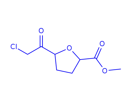 Molecular Structure of 141072-81-3 (2-Furancarboxylic acid, 5-(chloroacetyl)tetrahydro-, methyl ester, (2R-cis)- (9CI))