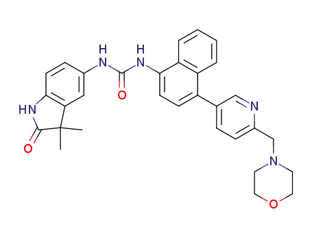 Urea,
N-(2,3-dihydro-3,3-dimethyl-2-oxo-1H-indol-5-yl)-N'-[4-[6-(4-morpholinyl
methyl)-3-pyridinyl]-1-naphthalenyl]-