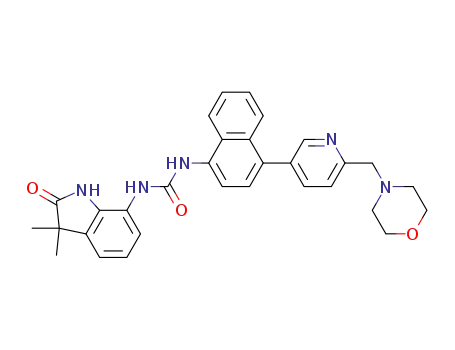 Urea,
N-(2,3-dihydro-3,3-dimethyl-2-oxo-1H-indol-7-yl)-N'-[4-[6-(4-morpholinyl
methyl)-3-pyridinyl]-1-naphthalenyl]-