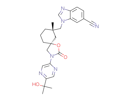 1-(((5S,7S)-3-(5-(2-hydroxypropan-2-yl)pyrazin-2-yl)-7-methyl-2-oxo-1-oxa-3-azaspiro[4.5]decan-7-yl)methyl)-1H- benzo[d]imidazole-6-carbonitrile
