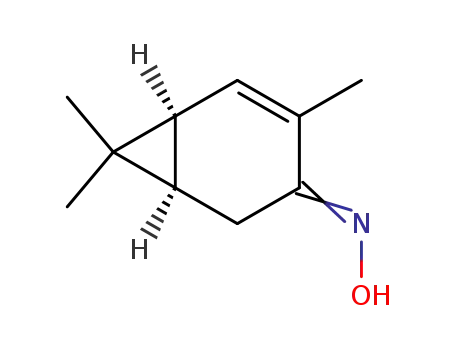 Molecular Structure of 6617-36-3 (Bicyclo[4.1.0]hept-4-en-3-one, 4,7,7-trimethyl-, oxime, (1R,6S)-)