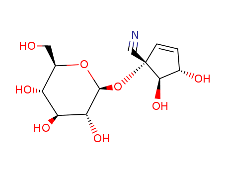 2-Cyclopentene-1-carbonitrile,1-(b-D-glucopyranosyloxy)-4,5-dihydroxy-,(1S,4S,5R)- cas  14332-17-3