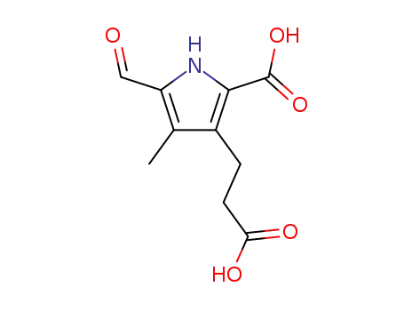 Molecular Structure of 634606-10-3 (1H-Pyrrole-3-propanoic acid, 2-carboxy-5-formyl-4-methyl-)