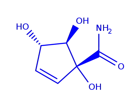 Molecular Structure of 220832-69-9 (2-Cyclopentene-1-carboxamide,1,4,5-trihydroxy-,(4R,5S)-rel-(-)-(9CI))