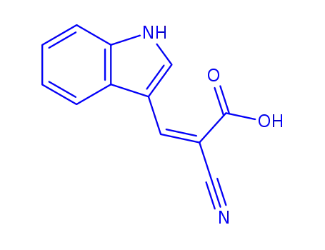 Molecular Structure of 26272-42-4 (2-Propenoic acid, 2-cyano-3-(1H-indol-3-yl)-)