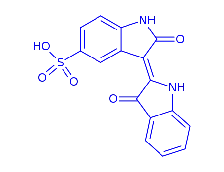 Molecular Structure of 244021-67-8 (1H-Indole-5-sulfonic acid,
3-(1,3-dihydro-3-oxo-2H-indol-2-ylidene)-2,3-dihydro-2-oxo-)