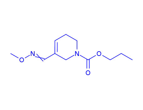 Molecular Structure of 145071-32-5 (1(2H)-Pyridinecarboxylic acid, 3,6-dihydro-5-((methoxyimino)methyl)-,  propyl ester, (E)-)
