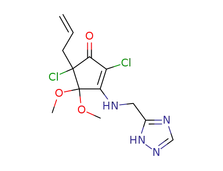 2-Cyclopenten-1-one, 2,5-dichloro-4,4-dimethoxy-5-(2-propenyl)-3-((1H-1,2,4-triazol-3-ylmethyl)amino)-