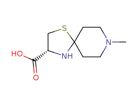 Molecular Structure of 87951-92-6 (1-Thia-4,8-diazaspiro[4.5]decane-3-carboxylic acid, 8-methyl-, (R)-)