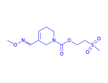 Molecular Structure of 145071-39-2 (1(2H)-Pyridinecarboxylic acid, 3,6-dihydro-5-((methoxyimino)methyl)-,  2-(methylsulfonyl)ethyl ester, (E)-)