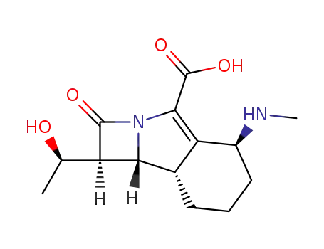 Molecular Structure of 144574-08-3 ((1S,5S,8aS,8bR)-1-((R)-1-Hydroxy-ethyl)-5-methylamino-2-oxo-1,2,5,6,7,8,8a,8b-octahydro-azeto[2,1-a]isoindole-4-carboxylic acid)