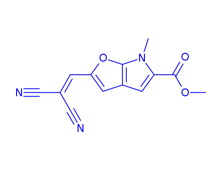 Molecular Structure of 244182-31-8 (6H-Furo[2,3-b]pyrrole-5-carboxylic  acid,  2-(2,2-dicyanoethenyl)-6-methyl-,  methyl  ester)