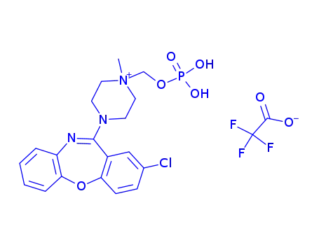 Molecular Structure of 242816-65-5 (4-(2-Chlorodibenzo[b,f]-1,4-oxazepin-11-yl)-1-methyl-1-(phosphonooxymethyl)piperazin-1-ium trifluoroacetate)