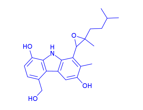 9H-Carbazole-1,6-diol,4-(hydroxymethyl)-7-methyl-8-[3-methyl-3-(3-methylbutyl)-2-oxiranyl]-