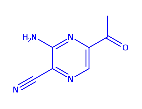 Molecular Structure of 147425-71-6 (Pyrazinecarbonitrile, 5-acetyl-3-amino- (9CI))