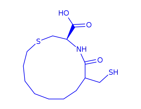 Molecular Structure of 150198-30-4 (6-(mercaptomethyl)-5-oxo-1-thia-4-azacyclotridecane-3-carboxylic acid)