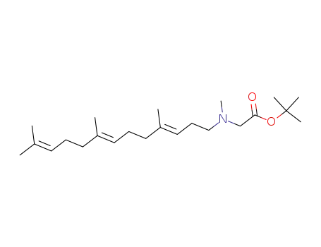 Molecular Structure of 141320-91-4 (Glycine, N-methyl-N-(4,8,12-trimethyl-3,7,11-tridecatrienyl)-,
1,1-dimethylethyl ester, (E,E)-)
