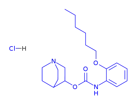 Molecular Structure of 151643-50-4 (1-azabicyclo[2.2.2]oct-3-yl [2-(hexyloxy)phenyl]carbamate hydrochloride)