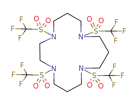 Molecular Structure of 144534-72-5 (1,4,8,12-Tetraazacyclopentadecane,
1,4,8,12-tetrakis[(trifluoromethyl)sulfonyl]-)