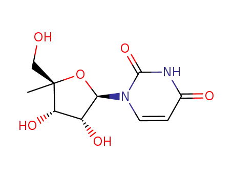 Molecular Structure of 153186-26-6 (1-(4-C-methyl-β-D-ribofuranosyl)-uracil)