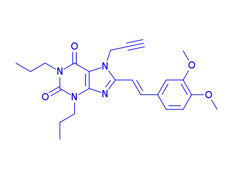 Molecular Structure of 155814-25-8 (8-[(E)-2-(3,4-dimethoxyphenyl)ethenyl]-1,3-dipropyl-7-prop-2-yn-1-yl-3,7-dihydro-1H-purine-2,6-dione)