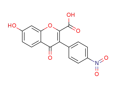 Molecular Structure of 137522-86-2 (4H-1-Benzopyran-2-carboxylic acid, 7-hydroxy-3-(4-nitrophenyl)-4-oxo-)