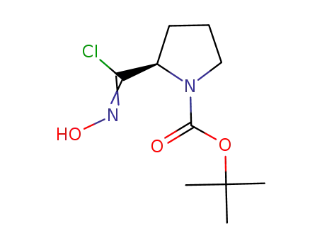 Molecular Structure of 1148049-26-6 (tert-butyl (2R)-2-[chloro(hydroxyimino)methyl]pyrrolidine-1-carboxylate)