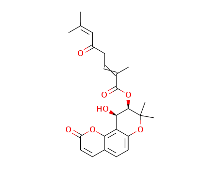2,6-Octadienoic acid,2,7-dimethyl-5-oxo-,(9R,10S)-9,10-dihydro-10-hydroxy-8,8-dimethyl-2-oxo-2H,8H-benzo[1,2-b:3,4-b']dipyran-9-ylester, (2Z)- (9CI)