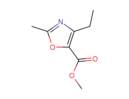 Molecular Structure of 137267-32-4 (5-Oxazolecarboxylic acid, 4-ethyl-2-methyl-, methyl ester)