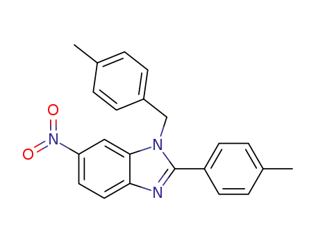 Molecular Structure of 102549-53-1 (1-(4-methyl-benzyl)-6-nitro-2-<i>p</i>-tolyl-1<i>H</i>-benzimidazole)