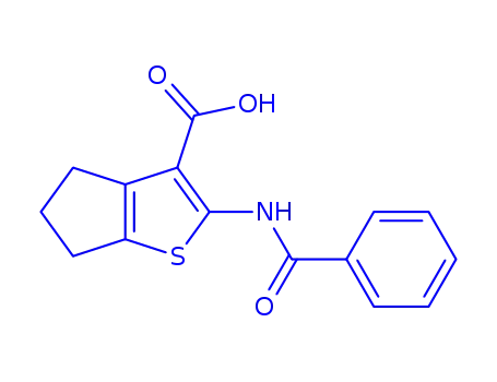 Molecular Structure of 307341-55-5 (2-(BENZOYLAMINO)-5,6-DIHYDRO-4H-CYCLOPENTA[B]THIOPHENE-3-CARBOXYLIC ACID)