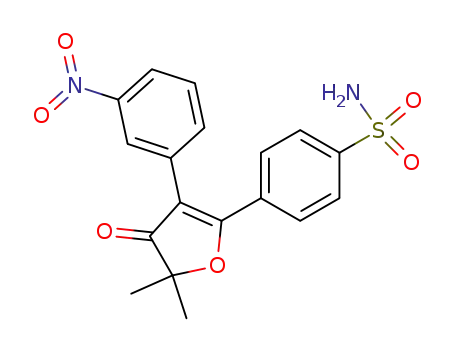 Molecular Structure of 301693-34-5 (4-(5,5-dimethyl-3-(3-nitrophenyl)-4-oxo-4,5-dihydrofuran-2-yl)benzenesulfonamide)